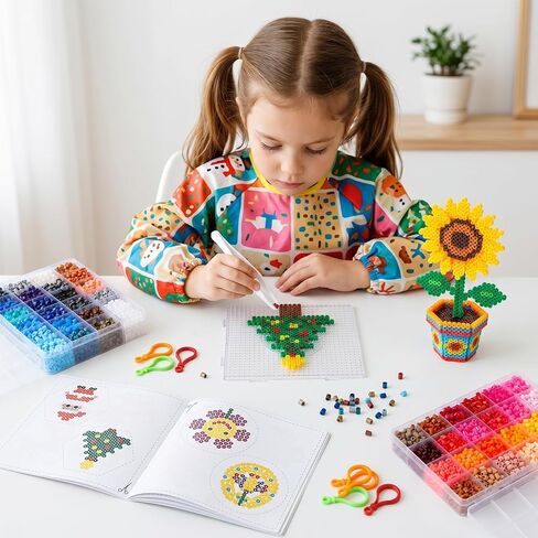 OUTUXED 72 Colors Fuse Beads Kit 15000 Pcs 5mm Beads Craft Kit Including Pegboard, Melting Beads, Ironing Paper, Tweezers & Colorful Hooks, Christmas Home School Arts and Crafts Supplies for Girls in Saudi Arabia