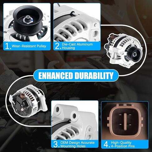 Alternator 13980 Fit for Honda Accord 2003-2007, Civic 2006-2011, CR-V 2007-2011, Element 2003-2011, for Acura TSX 2004-2008 2.0L 2.4L Automotive Replacement Alternators 31100-RAA-A01 in Kuwait