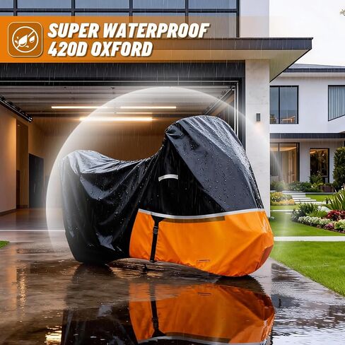 Waterproof Motorcycle Cover for Kawasaki Ninja 400/500/650 Z900 ZX6R (No Trunk Models), 420D Oxford Cloth Heavy Duty Motorbike Cover for Snow Rain UV Dust All Weather Outdoor Protection in Saudi Arabia