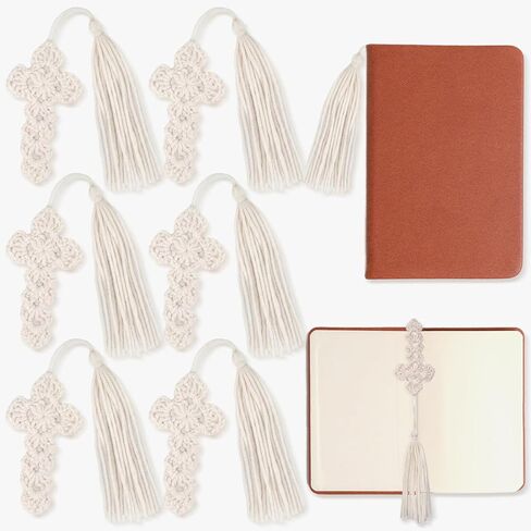 Resurhang 6 Pcs Crocheted Cross Bookmark with Tassels Christian Bible Bookmark for Women Religious Church Gifts Bible Accessories Page Marker Supplies for Easter Book Lover Church Read Group in Kuwait