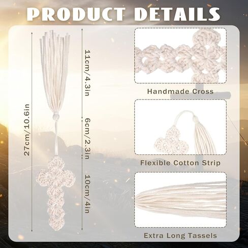 Resurhang 6 Pcs Crocheted Cross Bookmark with Tassels Christian Bible Bookmark for Women Religious Church Gifts Bible Accessories Page Marker Supplies for Easter Book Lover Church Read Group in Kuwait