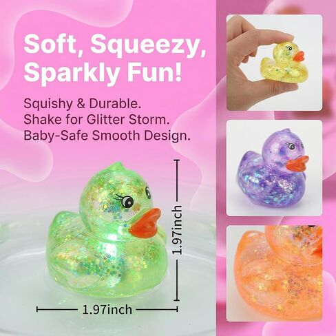 12 Pcs Gliter Mini Duck Squishy, Cute Colorful Slow Rise Fidget Stress Balls for Adult Sensory Ducks for Gifts Office Stocking Stuffer ADHD Autism Anxiety Relief in Saudi Arabia