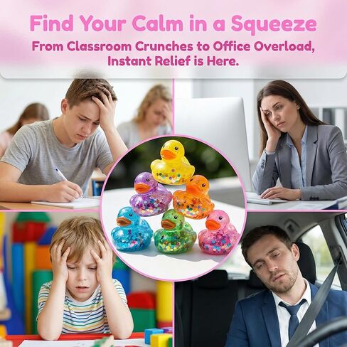 12 Pcs Gliter Mini Duck Squishy, Cute Colorful Slow Rise Fidget Stress Balls for Adult Sensory Ducks for Gifts Office Stocking Stuffer ADHD Autism Anxiety Relief in Saudi Arabia