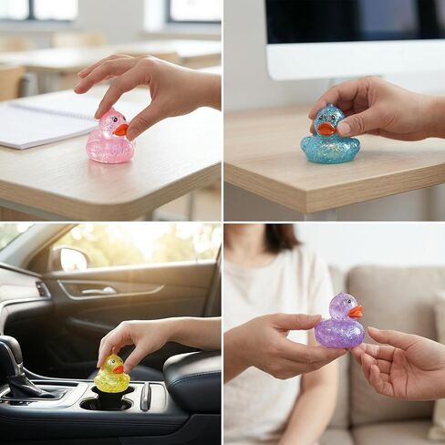 12 Pcs Gliter Mini Duck Squishy, Cute Colorful Slow Rise Fidget Stress Balls for Adult Sensory Ducks for Gifts Office Stocking Stuffer ADHD Autism Anxiety Relief in Saudi Arabia