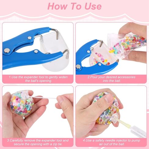 DIY Bead Squishy Stress Ball Making Kit: 15 TPR Skins, 4.2oz Fillers, Vacuum Tool & 20 Cable Ties for ASMR Anxiety Relief, Crunchy Sensory Toys (Bead Set) in Saudi Arabia