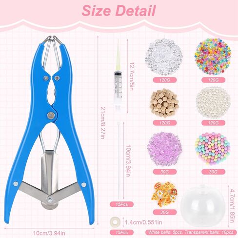 DIY Bead Squishy Stress Ball Making Kit: 15 TPR Skins, 4.2oz Fillers, Vacuum Tool & 20 Cable Ties for ASMR Anxiety Relief, Crunchy Sensory Toys (Bead Set) in Saudi Arabia
