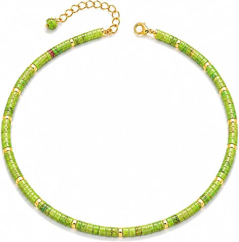 Heishi Style Gemstone Beaded Choker Necklace for Women Girls, Summer Must-have Jewelry, Surfer Beach Necklace in Saudi Arabia
