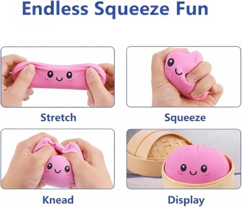 Pink Dumpling Squishy Toys Real Squishies Dumplings Viral Dumpling Squishy Mystery Box, Slow Rising Squeeze Toy for Anxiety Relief, Perfect for Party Favors, Birthday Gifts & Desk Toys (Pink) in Saudi Arabia