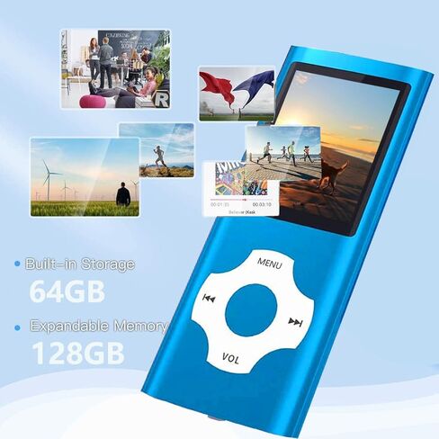 MP3 Player, Hotechs MP3 Music Player with 32GB Memory SD Card Slim Classic Digital LCD 1.82'' Screen MINI USB Port with FM Radio, Voice Record in Saudi Arabia