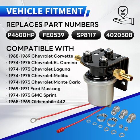 مضخة وقود كهربائية مطورة P4600HP SP8117 بديلة للسيارات 12 فولت (تشمل القفازات) متوافقة مع بنزين الإيثانول والميثانول والديزل in Kuwait