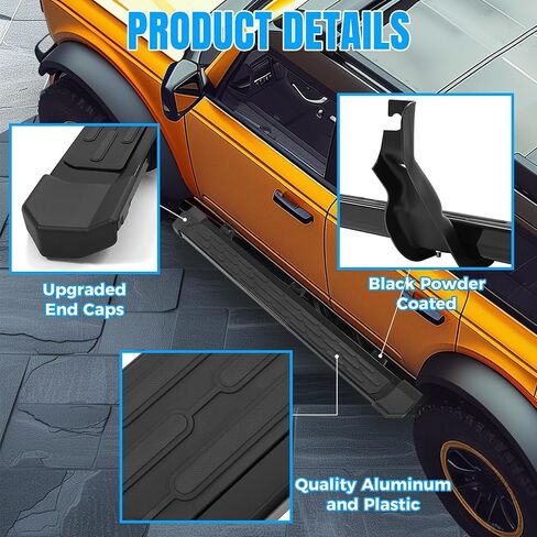 KUAFU Running Boards Side Step Compatible with 2021-2025 Ford Bronco 4-Door Step Bars Tube Nerf Bar Black Powder Coated in Kuwait