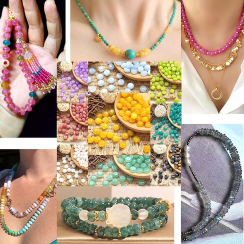 76pcs 5x8mm Natural Stone Colored Tourmaline Rondelle Spacer Loose Beads Abacus Disk Stone Round Loose Gemstone Beads for Jewelry Making DIY Bracelet Necklace in Saudi Arabia