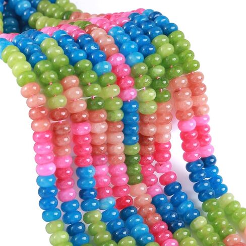 76pcs 5x8mm Natural Stone Colored Tourmaline Rondelle Spacer Loose Beads Abacus Disk Stone Round Loose Gemstone Beads for Jewelry Making DIY Bracelet Necklace in Saudi Arabia