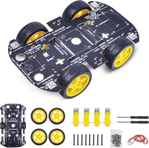 4WD Smart Robot Car Chassis Kit for Arduino Raspberry Pi DIY Programmable TT Motor, Robotics Educational Kit for Teens Adults Hobbyists Robot Chassis in Saudi Arabia