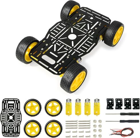 طقم هيكل السيارة الروبوت الذكي 4WD لمحرك TT القابل للبرمجة من Arduino Raspberry Pi DIY، مجموعة تعليمية للروبوتات للمراهقين والبالغين والهواة هيكل الروبوت in Kuwait