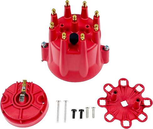 84335 HEI Ignition Distributor Cap and Rotor Kit - Replacement for Pro Billet Distributor, Universal 8-Cylinder Male Pro Series (Red) in Saudi Arabia