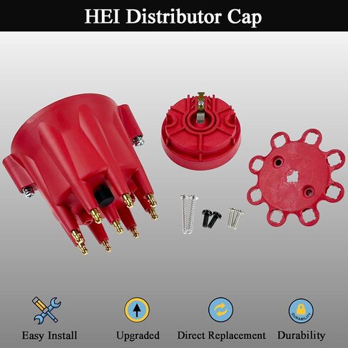 84335 HEI Ignition Distributor Cap and Rotor Kit - Replacement for Pro Billet Distributor, Universal 8-Cylinder Male Pro Series (Red) in Saudi Arabia