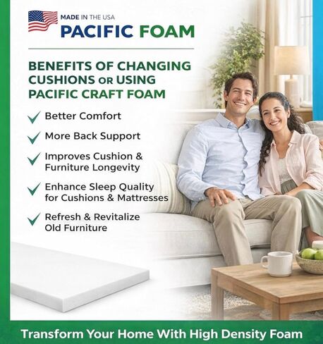 1 x 18 x 18 Upholstery High Density Craft Foam Sheets Replacement Square Cut to Size Cushion Chair Padding, Suitable for Shipping, Packing, Cushion Foam, Mailing, Cosplay in Kuwait