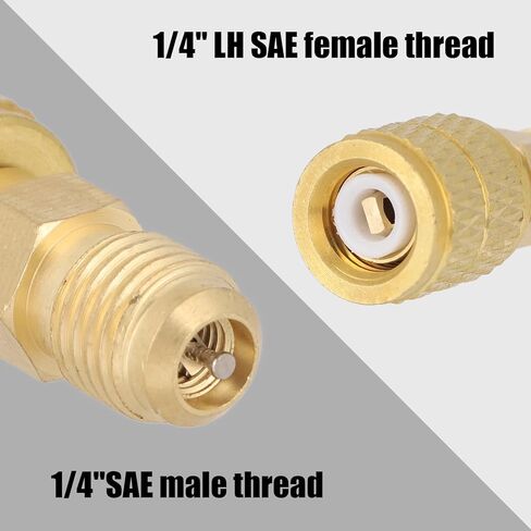 2pcs R32 R454B Refrigerant Brass Adapters, 1/4" LH Female to 1/4" Male Reverse Thread, Low Loss Hvac Straight Quick Connect Fittings with 2 Valves 2 Sealing Rings, Mini Split Systems and Tanks in Kuwait