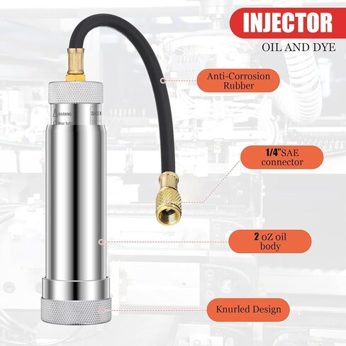 Tellegloww Ac Leak Detector Kit R1234yf R134a R410a Ac Oil UV Dye Injector Kit أداة كشف تسرب المبردات، أداة كشف تسرب المبردات، الجانب المنخفض، قارنة التوصيل السريع، محول سبليت، مصباح يدوي مع نظارات واقية in Kuwait