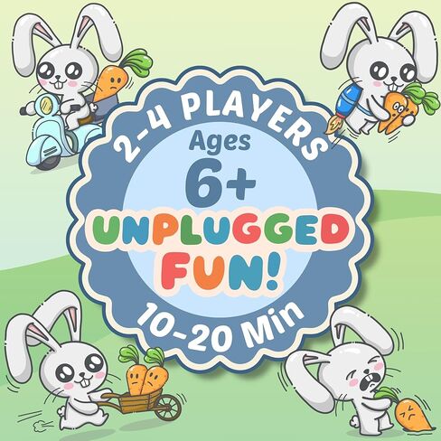 KAWAII LAB GAMES لعبة بطاقات عائلة الجزرة بوم للأطفال والمراهقين والكبار | لعبة سريعة وسهلة ممتعة ليلاً | الحظ النقي، لا استراتيجية | الأعمار 6+ | 2-4 لاعبين | 10-15 دقيقة in Kuwait