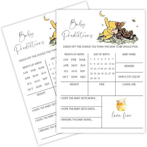 Winnie Baby Shower Games, 5x7 inches Minimalism Baby Shower Games with Classic Pooh Theme for 30 Guests, Party Activity, Gender Neutral Boy or Girl,02 in Saudi Arabia