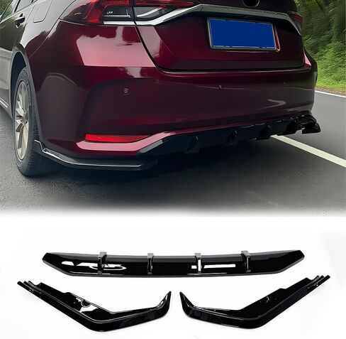 3pcs Rear Diffuser Compatible with Toyota Corolla 4-Door Sedan 2019-2023 Rear Bumper Diffuser Lip Valance Splitter Body Kit with Corner Winglet Bumper Splitter Extension PP Glossy Black in Kuwait