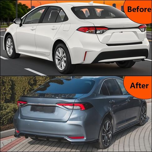 3pcs Rear Diffuser Compatible with Toyota Corolla 4-Door Sedan 2019-2023 Rear Bumper Diffuser Lip Valance Splitter Body Kit with Corner Winglet Bumper Splitter Extension PP Glossy Black in Kuwait