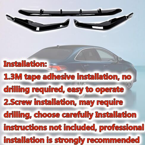 3pcs Rear Diffuser Compatible with Toyota Corolla 4-Door Sedan 2019-2023 Rear Bumper Diffuser Lip Valance Splitter Body Kit with Corner Winglet Bumper Splitter Extension PP Glossy Black in Kuwait
