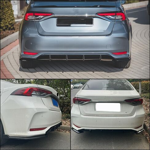 3pcs Rear Diffuser Compatible with Toyota Corolla 4-Door Sedan 2019-2023 Rear Bumper Diffuser Lip Valance Splitter Body Kit with Corner Winglet Bumper Splitter Extension PP Glossy Black in Kuwait