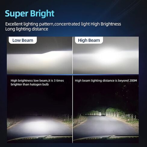 Compatible For Honda Civic High and Low Beams 2016 2017 2018 2019 2020 2021 2022, 20000LM Super Bright Hi/Lo Light Bulbs Combo, 6000K White, 800% Brightness, Plug n Play, Pack of 4 in Saudi Arabia