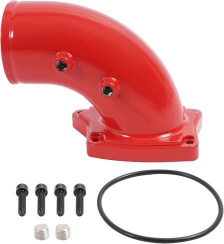 أنبوب الكوع مدخل الهواء التوربيني متوافق مع 2003-2007 Ford F250 F350 F450 F550 Super Duty Excursion 6.0L 363ci OHV V8 ديزل توربو الألومنيوم مسحوق المغلفة باللون الأحمر in Kuwait