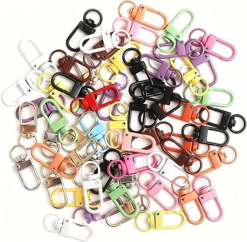 80 Piece DIY Keychain Set with Rotating Quick Release Lobster Claw Keychain Clips Assorted Metal Keychain Hooks Random Colors Over 10 Color Options Ideal for Crafting and Personalization in Saudi Arabia