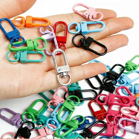 80 Piece DIY Keychain Set with Rotating Quick Release Lobster Claw Keychain Clips Assorted Metal Keychain Hooks Random Colors Over 10 Color Options Ideal for Crafting and Personalization in Saudi Arabia