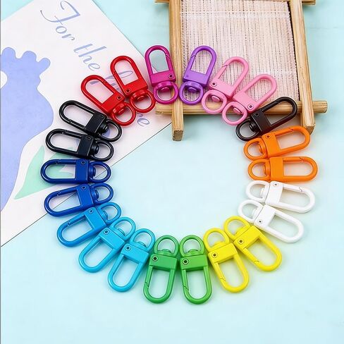 80 Piece DIY Keychain Set with Rotating Quick Release Lobster Claw Keychain Clips Assorted Metal Keychain Hooks Random Colors Over 10 Color Options Ideal for Crafting and Personalization in Saudi Arabia
