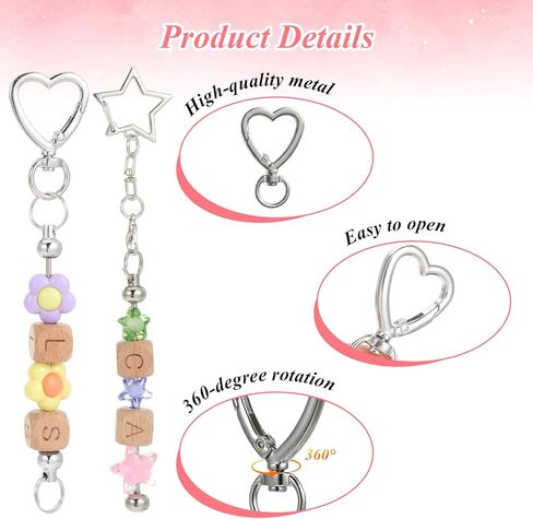 80 Pack Silver Star Heart Keychain Clip, Metal Star Heart Shape Claw Swivel Lobster Clasp Alloy Snap Hook Keychain Clasp for Jewelry Making Bag DIY Craft Hanging Buckle Keys Luggage Tag Bulk Charms in Kuwait