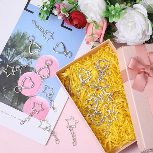 80 Pack Silver Star Heart Keychain Clip, Metal Star Heart Shape Claw Swivel Lobster Clasp Alloy Snap Hook Keychain Clasp for Jewelry Making Bag DIY Craft Hanging Buckle Keys Luggage Tag Bulk Charms in Kuwait