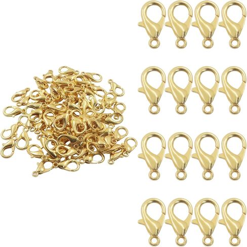 Bivethoi 100PCS Lobster Claw Clasps, 16mm Metal Alloy Small Lobster Clip Jump Rings, Silver Jewelry Clasps for Handmade Necklace/Bracelet DIY Jewelry Making(Gold) in Kuwait