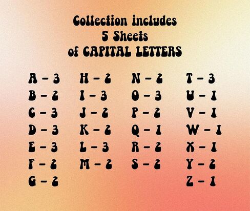 Groovy Vinyl Alphabet Stickers - 285 Piece, 5 Sheets, 5 Trendy Warm Colors 1.3in Tall Self-Adhesive Retro Vintage Easy-Peel Letters for 60s, 70s, Crafts, Art, Halloween, and More! in Saudi Arabia