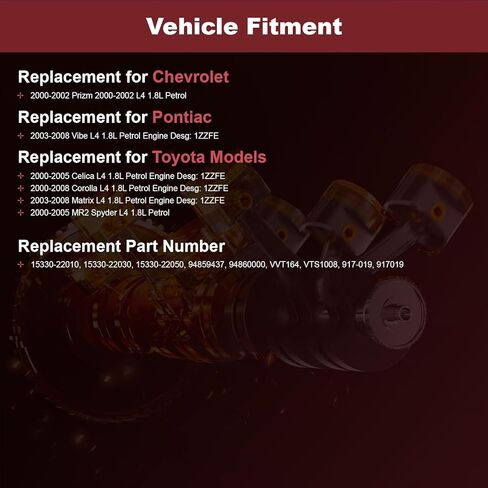 VVT Engine Variable Valve Timing Solenoid for Toyota Corolla 2000-2005 2006 2007 2008 Matrix 2003-2008 Celica 2000-2005 & Chevrolet Prizm & Pontiac Vibe L4 1.8L Replace# 1533022010 917019 in Saudi Arabia