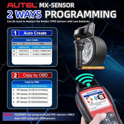 Autel MaxiTPMS TS508WF TPMS Relearn Tool, Upgrade of TS508 / TS408 TPMS Tool, Activate/Relearn All Sensors, Program Autel Sensors, TPMS Reset/Diagnosis, Read/Clear TPMS Code, Free Lifetime Update in Kuwait