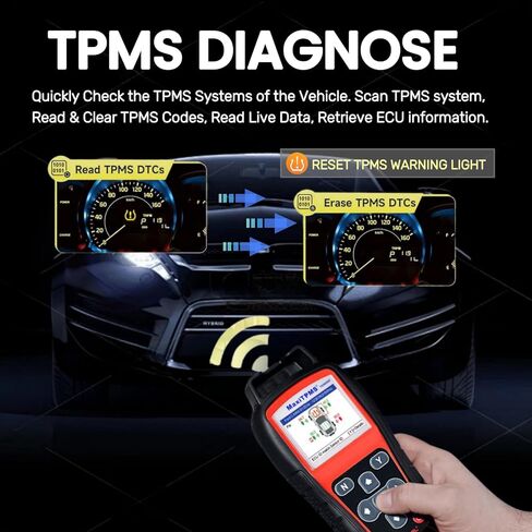 Autel MaxiTPMS TS508WF TPMS Relearn Tool, Upgrade of TS508 / TS408 TPMS Tool, Activate/Relearn All Sensors, Program Autel Sensors, TPMS Reset/Diagnosis, Read/Clear TPMS Code, Free Lifetime Update in Kuwait