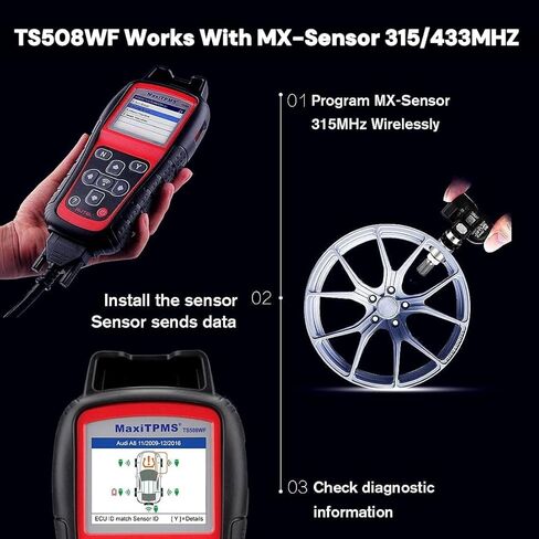 Autel MaxiTPMS TS508WF TPMS Relearn Tool, Upgrade of TS508 / TS408 TPMS Tool, Activate/Relearn All Sensors, Program Autel Sensors, TPMS Reset/Diagnosis, Read/Clear TPMS Code, Free Lifetime Update in Kuwait