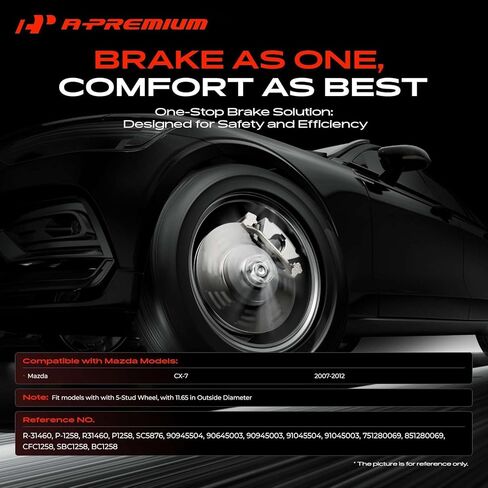 A-Premium 11.88 inch (302mm) Rear Vented Disc Brake Rotors + Ceramic Pads Kit Compatible with Select Mazda Models - CX-7 2007 2008 2009 2010 2011 2012, 6-PC Set in Saudi Arabia