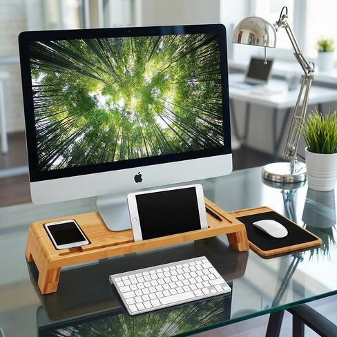 Cortesi Home Mia Natural Bamboo Monitor Stand with Mouse Pad in Saudi Arabia