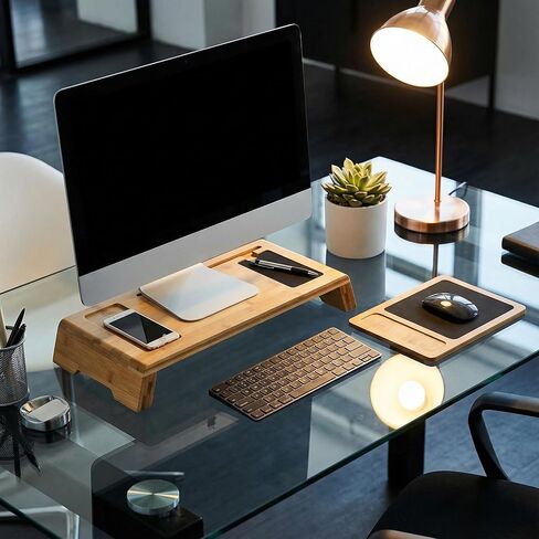 Cortesi Home Mia Natural Bamboo Monitor Stand with Mouse Pad in Saudi Arabia
