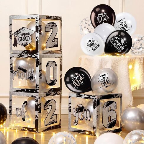 Woanger 44 Pcs Graduation 2024 Box Balloon and LED Light Strings Set Congrats Grad Party Box Decorations Proud of You Graduate Party Supplies for Class of 2024 School Home College(Pink) in Saudi Arabia