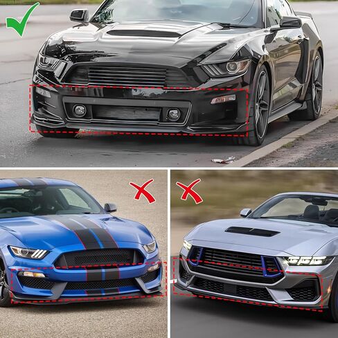 Fit for 2015 2016 2017 Ford Mustang Front Bumper Lip — Gloss Black ABS Air Splitter Chin Body Kit OEM Style in Saudi Arabia