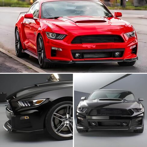 Fit for 2015 2016 2017 Ford Mustang Front Bumper Lip — Gloss Black ABS Air Splitter Chin Body Kit OEM Style in Saudi Arabia
