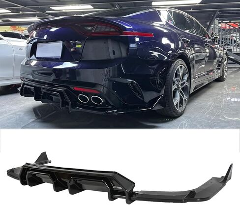 Add-on Rear Diffuser for Kia Stinger 2018-2021 Rear Bumper Lip Spoiler Chin Splitter Accessories ABS Plastics (Glossy Black) in Saudi Arabia